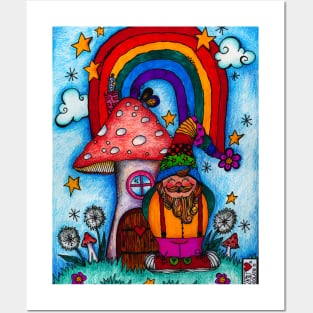 Rainbow Gnome's Mushroom House Posters and Art